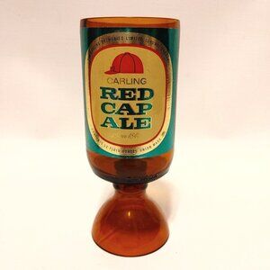 UNIQUE CARLING RED CAP ALE Bottle Drinking Glass AMBER GLASS Beer Bottle Glass